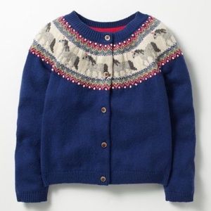 Girls Mini Boden Fair Isle Unicorn Cardigan